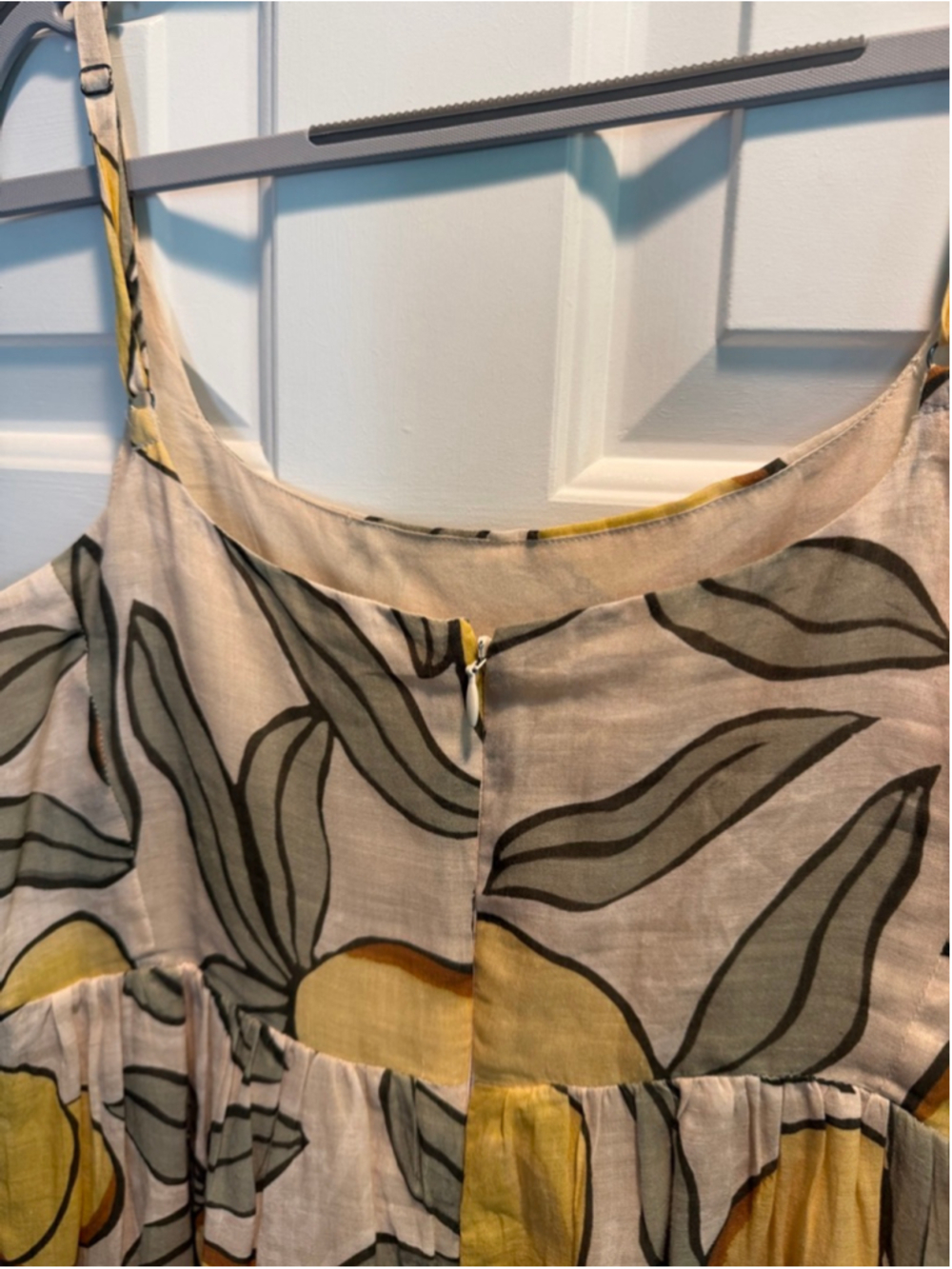 Women's Rebecca Taylor Lemon Tree Long Puff Waist Maxi Dress 4 Beige Yellow - Picture 10 of 14